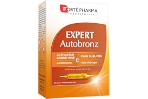 Forté Pharma - Expert AutoBronz | Complément Alimentaire à base de Carothénoïdes et Huile d'Onagre - Effet Bonne Mine | 20 ampoules