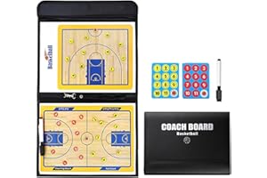 RoseFlower Basketball Taktikboard, Professional Basketball Taktikbrett Coach Board Magnetische Trainer Taktiktafel Taktikmappe mit Magnete Stifte Radiergummi - Ideal für Taktiken und Spielanpassungen