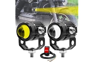 Ygmylandbb LED Motorcycle fog lights，driving auxiliary lights for motorcycle, 12V 24V White and Yellow spot lights include switch 2 Pcs
