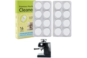 NGUIT Pastillas De Descalcificación 1,6 x 16 Tabletas Elimina aceites de café y olores Limpiador de Máquinas automáticas y de espresso Compatible con Delonghi Nespresso Seaco Krups Senseo etc Marcas