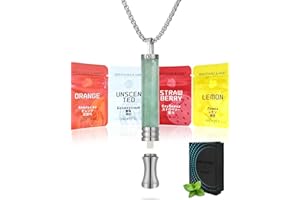 ‎EPICSOA ePicsoa Green Quartz Smoking Ceasing Aid Chain + 12 Nicotine-Free Filters (Mint, Lemon, Orange, Tasteless), Smoking Cessation Whistle with Breathing Resistance, with Real Smoke Feel