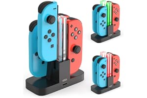 Joycon Charging Dock, [New Version] Diyife Switch Controller Charger, Switch Charging Dock, Controller Charger for Nintendo Switch, 4 in 1 Joy con Charger with Individual LED Indicator