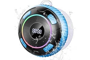 HUPOAF Altavoz Bluetooth, Altavoz Ducha con Ventosa, Altavoces Inalámbrico Portátil con RGB Luz Colorida, 10 Hrs Hi-Fi Estéreo, IP7 Impermeable, Manos Call Libres, USB-C Speaker para Hogar Fiesta Ducha Baño