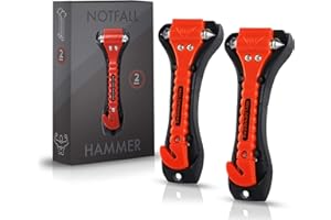 Heldenwerk 2 Piezas Martillo de emergencia coche con cortacinturones - Rompe Cristales y Cinturones con puntas endurecidas - Martillo seguridad coche