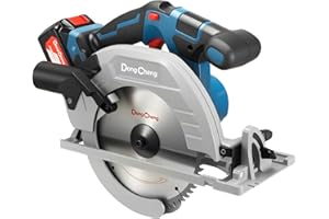Dong Cheng 18V Akku Handkreissäge Ø185mm, 5000RPM, Schnitttiefe 65 mm, 0-45° (inkl. Ø185 x Ø20 mm Sägeblatt, Akku/Ladegerät, BOXX) DCMY02-185