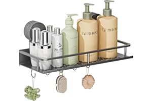 Wisfame Saugnapf Ohne Bohren Duschablage,10kg Tragfähigkeit Badregal für Shampoo Conditioner,Abnehmbare und Rostfreie Badezimmer Organizer mit Großer Kapazität,grau