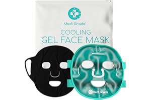 ‎MEDI GRADE Medi Grade Kühlmaske Gesicht Set mit 1 Lycra Gesichtsmaske und Aufbewahrungstasche – Beruhigende Gesichtsmaske Gel gegen Augenringe & Schwellungen – Kalte Gesichts maske zur Entspannung