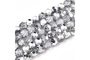 Perlin Perline di vetro ceco, rotonde di Boemia, 4 mm, CZ, 90 pezzi, perline sfaccettate in vetro da infilare (argento cristallo)