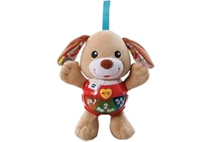 VTech - Chant' Toutou Brun, Peluche Chien Interactive, Hochet Bébé, Éveil Musical, Jouet Poussette, Siège Auto, Berceau et Parc Bébé, Cadeau de Naissance Bébé Dès 3 Mois - Contenu en Français