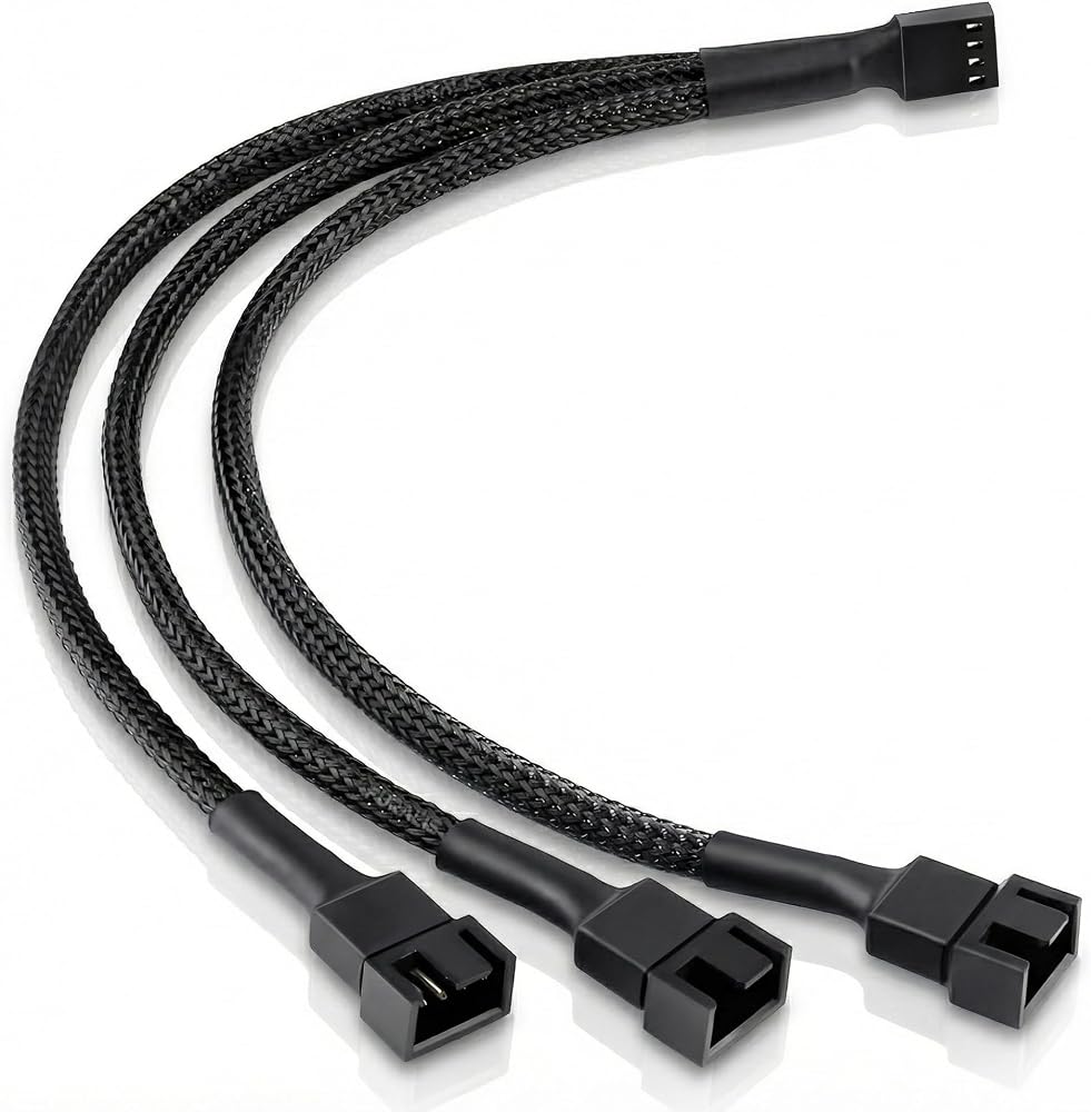 Furalis 4 Pin Fan Çoklayıcı Y Kablo - 1’den 3’e Splitter - 1x 4-Pin + 2x 3-Pin Çıkış - 4 Pin PWM / 3 Pin DC Uyumlu - 26 cm