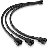 Furalis 4 Pin Fan &Ccedil;oklayıcı Y Kablo - 1&rsquo;den 3&rsquo;e Splitter - 1x 4-Pin + 2x 3-Pin &Ccedil;ıkış - 4 Pin PWM / 3 Pin DC Uyumlu - 26 cm