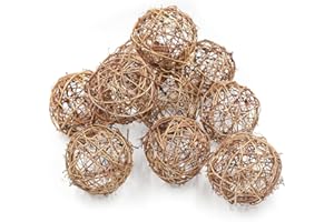 ANJING Natural Wicker Rattan Hanging Balls for Wedding Party Decoration Ornaments-10CM Pack of 12