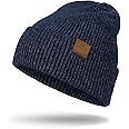 Knit Beanie for Men, Stretchy Soft Warm Daily Cuffed Winter Hats, Unisex Comfortable Wooly Beanie Gifts for Men/Him/Dad