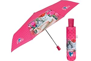 PERLETTI Ombrello Portatile con Fantasia Fiori Pois - Ombrellino Pieghevole Antivento Resistente - Ombrello Piccolo Donna Elegante Mini - Apertura Automatica Diametro 96 cm