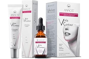 ANACIS Vela Contour Halsstraffungsserum & Creme - Doppelkinn schlaffe Haut anheben und straffen im Duo - Feuchtigkeitsspendende & verjüngende Halscreme+Serum um Falten & feine Linien