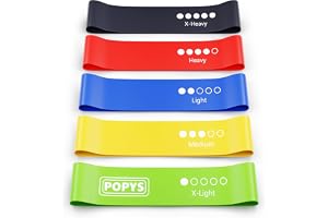 POPYS Set 5 Elastic bodybuilding gummiband - Elastic Fitness band - Motståndsband - Elastic Bands & Storage Bag