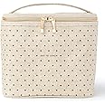 Kate Spade New York Lunch Bag Cooler Tote Durable Insulated Canvas with Leak Proof Liner Soft Side Bag with Handle Strap, Cream, Tiny Deco Dot