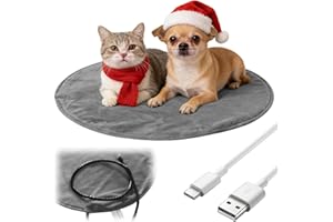 PZCC Tapis Chauffant Chats Chiens 45 * 45cm Coussin Chauffant électrique Avec fonction de fermeture automatique & 3 Réglages Température 45-55℃,Couverture Chauffante pour Chat Anti-Mordant Imperméable
