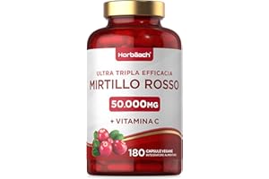 HORBÄACH Mirtillo Rosso 50000 mg con Vitamina C | Cranberry 50:1 Extract | 180 Capsule Vegane in Polvere | Horbaach
