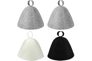 GEAANEN 4 Stück Saunahut, Saunahut Herren,Sauna Mütze Atmungsaktiv, Sauna Hut Kopfschutz,Saunahut Damen Geeignet für Alle Altersgruppen, Geeignet für Sauna, Spa, Badezimmer (Schwarz, Weiß und Grau).