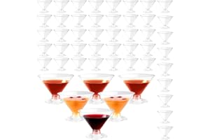 Zosenyer 50 Piezas Copas para Martini de Plástico, 150ml Copas de Vino Plastico Reutilizable para Bodas,Cumpleaños,Fiestas,Cerveza, Vino, Cóctel