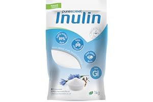 Puresweet® Premium Inulin Prebiotic Fibre Powder 1kg - Chicory Root, 100% Pure Inulin, Highly Soluble, Made in The EU, Fructo Oligosaccharide (FOS), Gluten Free, Vegan.