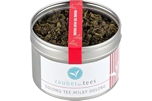 ‎ZAUBER DES TEES Zauber des Tees Oolong Tee Milky Oolong - Premium Oolongtee mit feiner Milchnote, halbfermentierter Grüner Tee lose mit zauberhaftem Geschmack, Top-Qualität in wiederverschließbarer Dose, 65 g