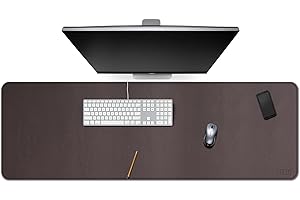 Cacoy Sottomano da Scrivania in pelle PU, 140x40cm Tappetino da Scrivania per Computer Tappetino per Mouse Tappetino da Scrittura per Casa e Ufficio, Marrone Scuro