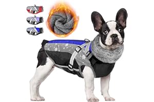 Nasjac Abrigo de Invierno del Perro con el arnés Desmontable, Impermeable Forro Polar Ropa de Abrigo para Perros pequeños medianos Grandes, Reflectante Chaqueta de Piel Ajustable al Aire Libre