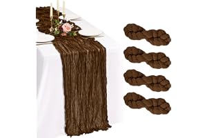 Showgeous 4-pack brun ostduk bordslöpare 90 x 300 cm | Extra bred tvättbar bordslöpare med gasväv, genomskinlig lätt för matb