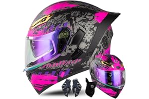 CNNGU Modularer Motorradhelm Mit Handschuhen Und Gesichtsschutz, Flip Up Helm Erwachsener Motorradhelm Mit Doppelvisier, ECE-geprüfter Helm Für Männer Und Frauen