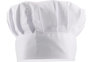 FUZVOL Adult Chef's Hat,Comfortable Cotton White Cooking Baker Chef Cap,Unisex White Chef Hat for Kitchen,Restaurants and Hotel