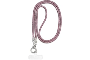 AOKSUNOVA Cadena larga para teléfono móvil, llavero con brillantes, correa para colgar en el teléfono móvil, color lila