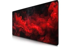 TITANWOLF - XXL Mouse Mat - Mouse Pad 900 x 400 x 3mm –Speed Gaming Mouse Pad - Extra Large - Table Mat Large Size - improved Precision and Speed – Design Red Smoke