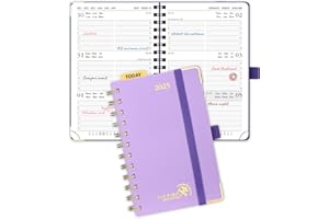 ‎POPRUN POPRUN Taschenkalender 2025 Klein Ringbuch mit Hardcover, ca. A6 (16 x 10,5 cm) - Kalender 2025 Klein (Jan.2025-Dez.2025) - Wochenplaner mit Vergoldete Schutzecken - Violett