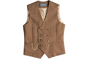 Solovedress Gilet de costume vintage en laine pour homme, coupe droite, gilet de costume pour mariage