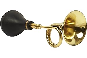 IBA Indianbeautifulart Vintage Brass Bugle Horn Retro Clown Horn Metal Air Horn with Squeeze Bulb for Old Car-Taxi-Golf Cart