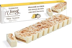 TURRONES VICENS Turrón de Praliné de Coco con Dulce de Piña de Torrons Vicens 300g en Estuche