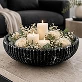 Siyah Mermer Dekor Kase 27 cm &ndash; L&uuml;ks Modern Marble Bowl, Oturma Odası Centerpiece, Şık Masa &Uuml;st&uuml; Dekor Objesi