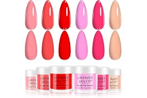Lavender Violets 6 Colors Acrylic Dip Powder French Nail Art Manicure Summer Dipping Powder Nail Powder Set Salon Choice Pink Peach Nude Red Glitter Shimmer JS208