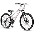 Glerc Skyline Kids Mountain Bike for boys girls, 20 24 inch kids bike for 6-18 year old teenagers, 21 speed bike with front suspension & disc brakes,Multiple Colors