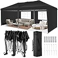 COBIZI Pop up Gazebo 3mx6m with 4 Removable Sidewalls Pop up Marquee for Parties Waterproof UPF50+ Protection Commercial Gazebo with Carry Bag, Black