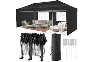 COBIZI Pop up Gazebo 3mx6m with 4 Removable Sidewalls Pop up Marquee for Parties Waterproof UPF50+ Protection Commercial Gazebo with Carry Bag, Black