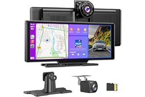 ESSGOO CarPlay & Android Auto,Pantalla CarPlay IPS de 10.26 Pulgadas para Coche con cámara Frontal 4K,cámara de Respaldo 1080P,Bluetooth 5.0/FM/Siri/G-oogle/Mirror Link/64G TF/AUX