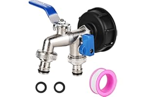 DMJJSD Grifo IBC, grifo de depósito de agua de 1000 L, grifo de depósito IBC de 1/2 pulgadas con extensión de salida S60 x 6 rosca gruesa, adaptador IBC para depósito de agua (azul)