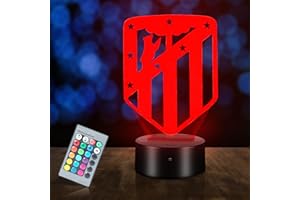 HooJtny Atletico de madrid Lámpara 3D Regalos, Atletico de madrid Fútbol Lámpara, 16 Colores de Iluminacion y Mando a Distancia, Regalos para niños futbolistas