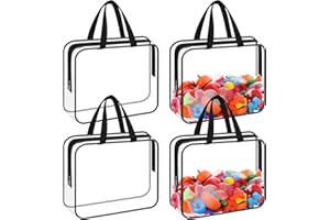 CNSJ 4 Pack Clear PVC Toy Storage Bags with Handles Moving Totes Waterproof Zippered Pouch Organizer Bag for Toys Puzzle Balls Game Pieces Stationery (Zipper)