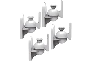 RICOO Support Mural pour Enceinte LH028-W, Lot de 4 Supports Inclinables et Orientables pour Haut-Parleurs, Blanc
