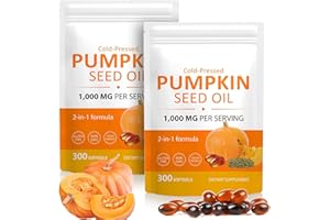 BAOXIAOBEN Pumpkin Seed Oil Capsules, 600PCS Pumpkin Seed Oil for Hair Growth & Prostate Health, Supports Urinary, Cold Pressed 2-in-1 Formula, Herbal Supplement Skin Care (2 PCS)