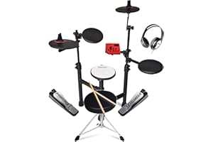 Carlsbro CLUB100 Electric Drum Set for Beginners - Compact Starter Electronic Drum Kit with Mesh Snare, 108 Sounds, 10 Presets & 50 Lessons Included - Perfect Beginner Electronic Drum Kit